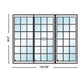 PELLA LIFESTYLE SERIES CONTEMPORARY 3 PANEL OXO 126" X 95.5" ADVANCED LOW-E INSULATING TEMPERED ARGON FILL GLASS ASSEMBLED SLIDING/GLIDING PATIO DOOR GRILLES/SCREEN OPTIONS