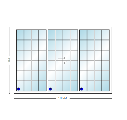 MI V3000 Series 12'0" X 8'0" Vinyl 3 Panel White Sliding/Gliding Clear Dual Pane HP Low-E Argon Tempered Glass Knocked Down Patio Door 1617 Grilles/Screen Optional