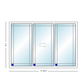 MI V3000 Series 12'0" X 8'0" Vinyl 3 Panel White Sliding/Gliding Clear Dual Pane HP Low-E Argon Tempered Glass Knocked Down Patio Door 1617 Grilles/Screen Optional