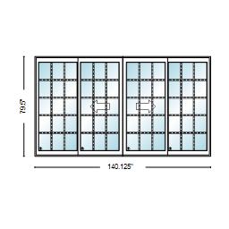 PELLA Lifestyle Series Contemporary 4 Panel OXXO 140.125" X 79.5" Advanced Low-E Insulating Tempered Argon Fill Glass Assembled Sliding/Gliding Patio Door Grilles/Screen Options