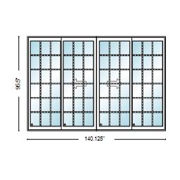 PELLA Lifestyle Series Contemporary 4 Panel OXXO 140.125" X 95.5" Advanced Low-E Insulating Tempered Argon Fill Glass Assembled Sliding/Gliding Patio Door Grilles/Screen Options