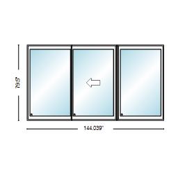 PELLA Lifestyle Series Contemporary 3 Panel OXO 144" X 79.5" Advanced Low-E Insulating Tempered Argon Fill Glass Assembled Sliding/Gliding Patio Door Grilles/Screen Options