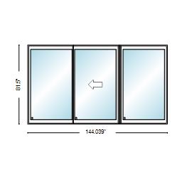 PELLA Lifestyle Series Contemporary 3 Panel OXO 144" X 81.5" Advanced Low-E Insulating Tempered Argon Fill Glass Assembled Sliding/Gliding Patio Door Grilles/Screen Options