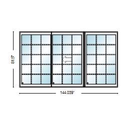 PELLA Lifestyle Series Contemporary 3 Panel OXO 144" X 81.5" Advanced Low-E Insulating Tempered Argon Fill Glass Assembled Sliding/Gliding Patio Door Grilles/Screen Options