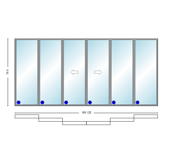 MI V3000 Series 14'0" X 6'8" Vinyl 6 Panel Multi-Slide White OIXXIO Sliding/Gliding Low-E Clear Dual Pane Tempered Glass Knocked Down Patio Door 1618 Grilles/Screen Optional