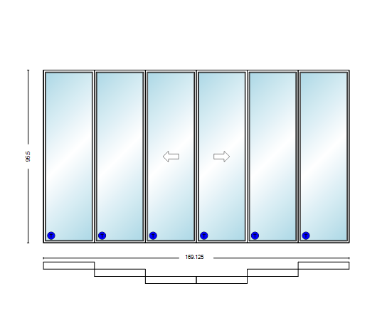 MI V3000 Series 14'0" X 8'0" Vinyl 6 Panel Multi-Slide White OIXXIO Sliding/Gliding HP Low-E Clear Dual Pane Tempered Glass Knocked Down Patio Door 1618 Grilles/Screen Optional
