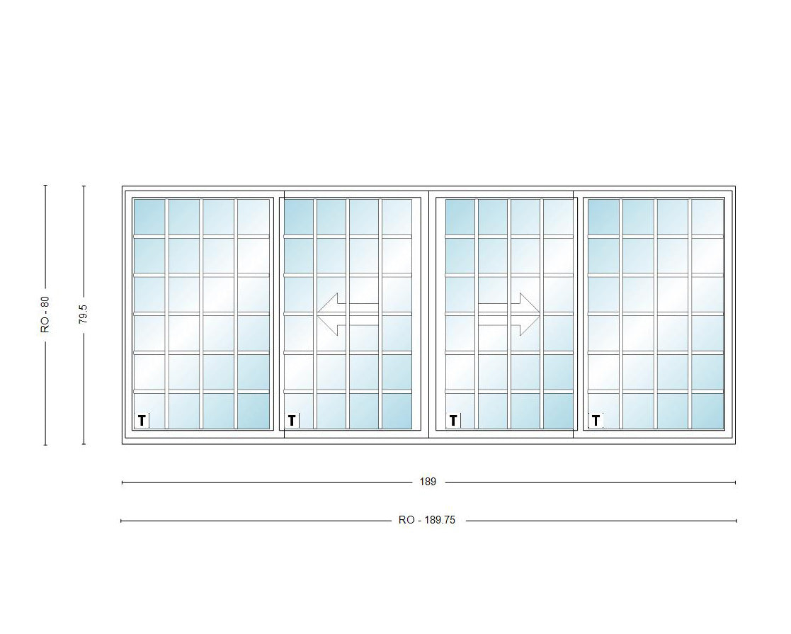 ANDERSEN NLGD16068-4 200 Series Narroline 189" X 79-1/2" Sliding/Gliding Dual Pane Low-E Tempered Stainless Glass 4 Panel OXXO Unassembled Patio Door Grilles/Screen Options