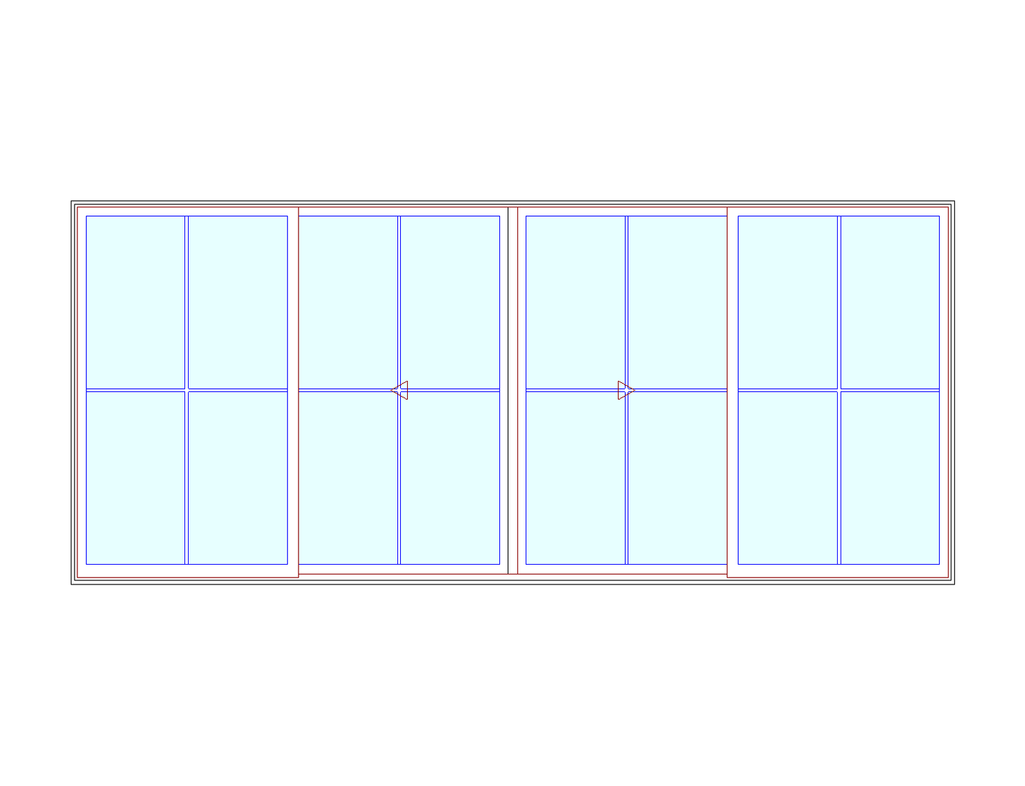 MARVIN Elevate CN 16068 4 Panel Sliding Patio Door OXXO 189" X 82" Ultrex Fiberglass Exterior Wood Interior Clear Tempered Glass Low-E2 With Argon Grilles/Screen Optional