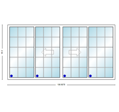 MI V3000 Series 16'0" X 8'0" Vinyl 4 Panel White OXXO Sliding/Gliding Clear Dual Pane HP Low-E Argon Tempered Glass Knocked Down Patio Door 1617 Grilles/Screen Optional