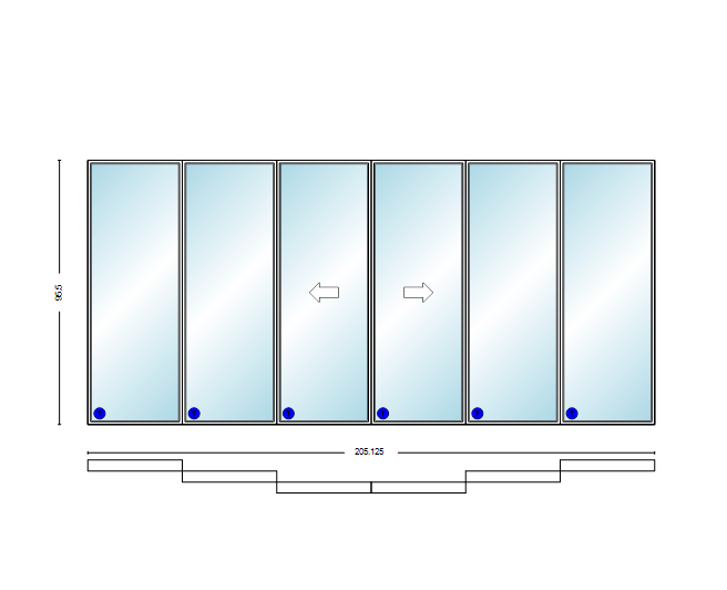 MI V3000 Series 17'0" X 8'0" Vinyl 6 Panel Multi-Slide White OIXXIO Sliding/Gliding HP Low-E Clear Dual Pane Tempered Glass Knocked Down Patio Door 1618 Screen/Grilles Optional