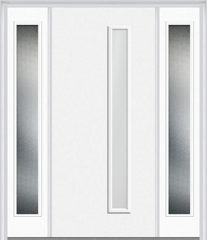 MMI 1 LITE HINGE/STOP SIDE 3'0" X 6'8" FIBERGLASS SMOOTH CLEAR OR FROSTED GLASS EXTERIOR PREHUNG DOOR WITH 2 CRAFTSMAN FULL LITE LOW-E SIDELIGHTS 694VH OR 694VS