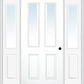 MMI 2-1/2 Lite 2 Panel 3'0" X 6'8" Fiberglass Smooth Exterior Prehung Door With 2 Half Lite Clear Glass Sidelights 62