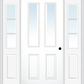 MMI 2-1/2 Lite 2 Panel 3'0" X 6'8" Fiberglass Smooth Exterior Prehung Door With 2 Half Lite SDL Grilles Glass Sidelights 62