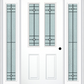 MMI 2-1/2 Lite 2 Panel 6'8" Fiberglass Smooth Beaufort Patina Exterior Prehung Door With 2 Full Lite Beaufort Patina Decorative Glass Sidelights 692