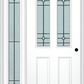 MMI 2-1/2 Lite 2 Panel 6'8" Fiberglass Smooth Beaufort Patina Exterior Prehung Door With 1 Full Lite Beaufort Patina Decorative Glass Sidelight 692
