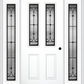 MMI 2-1/2 Lite 2 Panel 6'8" Fiberglass Smooth Chateau Wrought Iron Exterior Prehung Door With 2 Full Lite Chateau Wrought Iron Decorative Glass Sidelights 692