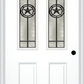 MMI 2-1/2 Lite 2 Panel 6'8" Fiberglass Smooth Elegant Star Wrought Iron Decorative Glass Exterior Prehung Door 692