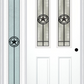 MMI 2-1/2 Lite 2 Panel 6'8" Fiberglass Smooth Elegant Star Wrought Iron Exterior Prehung Door With 1 Full Lite Elegant Star Wrought Iron Decorative Glass Sidelight 692