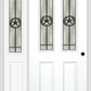 MMI 2-1/2 Lite 2 Panel 6'8" Fiberglass Smooth Elegant Star Wrought Iron Exterior Prehung Door With 1 Half Lite Elegant Star Wrought Iron Decorative Glass Sidelight 692