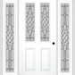 MMI 2-1/2 Lite 2 Panel 6'8" Fiberglass Smooth Grace Nickel Or Grace Patina Exterior Prehung Door With 2 Full Lite Grace Nickel/Patina Decorative Glass Sidelights 692