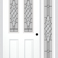 MMI 2-1/2 Lite 2 Panel 3'0" X 6'8" Fiberglass Smooth Grace Nickel Or Grace Patina Exterior Prehung Door With 1 Full Lite Grace Nickel/Patina Decorative Glass Sidelight 692