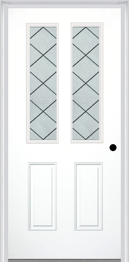 MMI 2-1/2 Lite 2 Panel 6'8" Fiberglass Smooth Harris Patina Decorative Glass Exterior Prehung Door 692