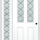 MMI 2-1/2 Lite 2 Panel 6'8" Fiberglass Smooth Harris Patina Exterior Prehung Door With 1 Full Lite Harris Patina Decorative Glass Sidelight 692