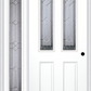 MMI 2-1/2 Lite 2 Panel 6'8" Fiberglass Smooth Majestic Nickel Exterior Prehung Door With 1 Full Lite Majestic Nickel Decorative Glass Sidelight 692