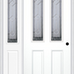 MMI 2-1/2 Lite 2 Panel 6'8" Fiberglass Smooth Majestic Nickel Exterior Prehung Door With 1 Half Lite Majestic Nickel Decorative Glass Sidelight 692