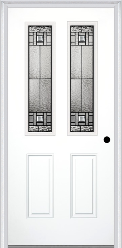 MMI 2-1/2 Lite 2 Panel 6'8" Fiberglass Smooth Noble Patina Decorative Glass Exterior Prehung Door 692