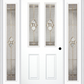 MMI 2-1/2 Lite 2 Panel 6'8" Fiberglass Smooth Nouveau Nickel Or Nouveau Patina Exterior Prehung Door With 2 Full Lite Nouveau Brass/Nickel/Patina Decorative Glass Sidelights 692