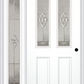 MMI 2-1/2 Lite 2 Panel 3'0" X 6'8" Fiberglass Smooth Nouveau Nickel Or Nouveau Patina Exterior Prehung Door With 1 Full Lite Nouveau Brass/Nickel/Patina Decorative Glass Sidelight 692