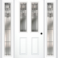 MMI 2-1/2 Lite 2 Panel 6'8" Fiberglass Smooth Oak Park Patina Exterior Prehung Door With 2 Full Lite Oak Park Patina Decorative Glass Sidelights 692