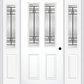 MMI 2-1/2 Lite 2 Panel 6'8" Fiberglass Smooth Pembrook Patina Exterior Prehung Door With 2 Half Lite Pembrook Patina Decorative Glass Sidelights 692