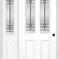 MMI 2-1/2 Lite 2 Panel 6'8" Fiberglass Smooth Pembrook Patina Exterior Prehung Door With 1 Half Lite Pembrook Patina Decorative Glass Sidelight 692