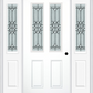 MMI 2-1/2 Lite 2 Panel 6'8" Fiberglass Smooth Selwyn Patina Exterior Prehung Door With 2 Half Lite Selwyn Patina Decorative Glass Sidelights 692