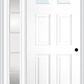 MMI 2-1/4 Lite 4 Panel 3'0" X 6'8" Fiberglass Smooth Exterior Prehung Door With 1 Full Lite SDL Grilles Glass Sidelight 23