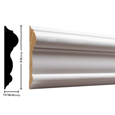 297 16' Primed Pine Or Primed MDF Chair Rail Molding (4-Value Pack)