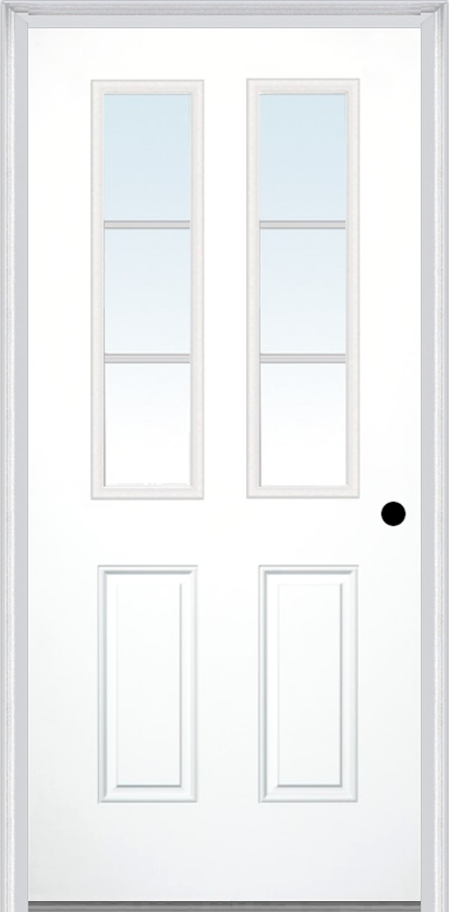 MMI 2½ Lite 2 Panel 6'8" Builders Classic White Grilles Between Glass Finger Jointed Primed Exterior Prehung Door 692 GBG