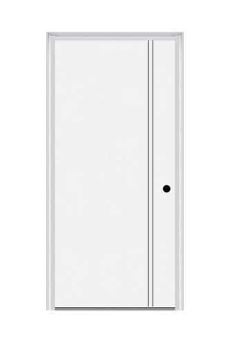 MMI Decorative Flush 6'8" Or 8'0" Fiberglass Smooth Finger Jointed Primed Exterior Prehung Door
