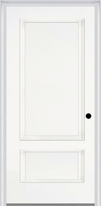 MMI 2 Panel 3'0" X 6'8" Fiberglass Smooth Exterior Prehung Door 110