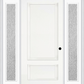 MMI 2 Panel 3'0" X 6'8" Fiberglass Smooth Exterior Prehung Door With 2 Full Lite Clear Or Privacy/Textured Glass Sidelights 110