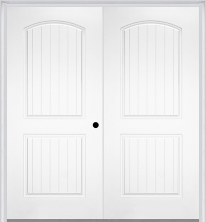MMI TWIN/DOUBLE 2 PANEL ARCH PLANKED 6'8" FIBERGLASS SMOOTH EXTERIOR PREHUNG DOOR 200