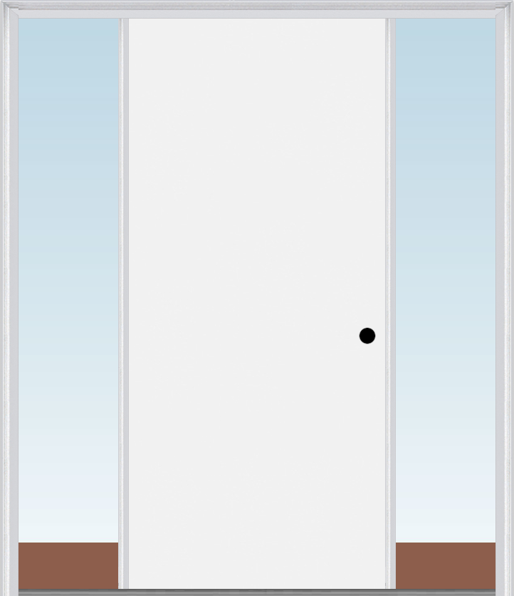 MMI Flush 3'0" X 6'8" Fiberglass Smooth Finger Jointed Primed Exterior Prehung Door With 2 Direct Set Sidelights