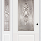 MMI 3/4 Lite 1 Panel 3'0" X 6'8" Fiberglass Smooth Heirlooms Brass Or Heirlooms Satin Nickel Exterior Prehung Door With 1 Heirlooms Brass/Satin Nickel 3/4 Lite Decorative Glass Sidelight 608