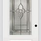 MMI 3/4 Lite 1 Panel 3'0" X 6'8" Fiberglass Smooth Nouveau Nickel Or Nouveau Patina Decorative Glass Exterior Prehung Door 608
