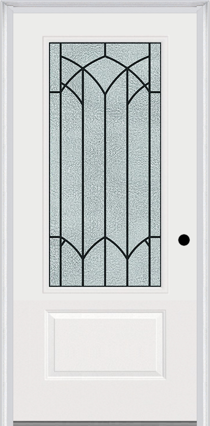 MMI 3/4 Lite 1 Panel 3'0" X 6'8" Fiberglass Smooth Montclaire Wrought Iron Decorative Glass Exterior Prehung Door 608