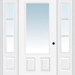 MMI 3/4 Lite 2 Panel 3'0" X 6'8" Fiberglass Smooth Exterior Prehung Door With 2 SDL Grilles 3/4 Lite Low-E Glass Sidelights 147