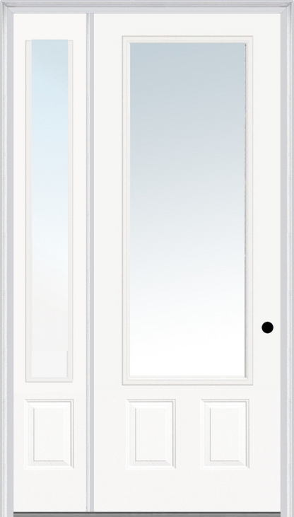 MMI 3/4 Lite 1 Panel Direct Glazed 3'0" X 8'0" Fiberglass Smooth Pro Clear Glass Exterior Prehung Door With 1 3/4 Lite 14 Inches Sidelight 147 Low-E Option