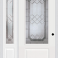 MMI 3/4 LITE 1 PANEL 6'8" FIBERGLASS SMOOTH MAJESTIC NICKEL EXTERIOR PREHUNG DOOR WITH 1 MAJESTIC NICKEL 3/4 LITE DECORATIVE GLASS SIDELIGHT 608